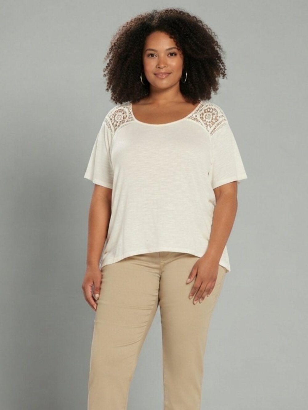 Torrid Ivory Embroidered Lace Flutter Top Plus Size 5X Boho Summer Blouse